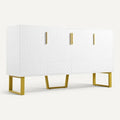 **Moderne witte kast met gouden handgrepen en geometrisch ontwerp**