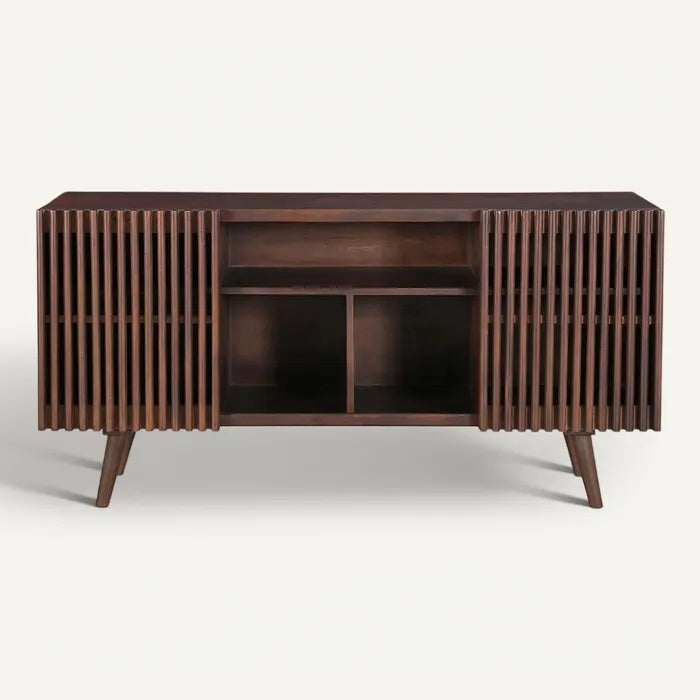 **Technische titel in het Nederlands: Modern houten TV-meubel met gestructureerde fronten**