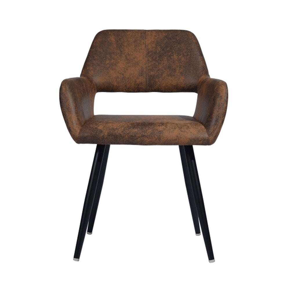 **Moderne Eetstoel met Vintage Leren Afwerking**